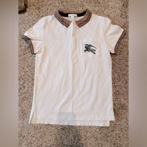 Burberry Boys cotton Pique shirt. Size 12. Worn once. Color white